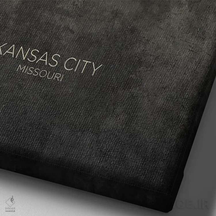 تابلو دکوراتیو خط افق کانزاس سیتی میزوری با رنگ تاپ اثر مایکل تامپست - نمای نزدیک بافت بوم