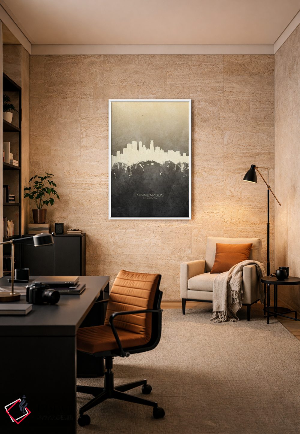 تابلو دکوراتیو خط افق مینیاپولیس مینه سوتا با رنگ تاپ اثر مایکل تامپست - D6W