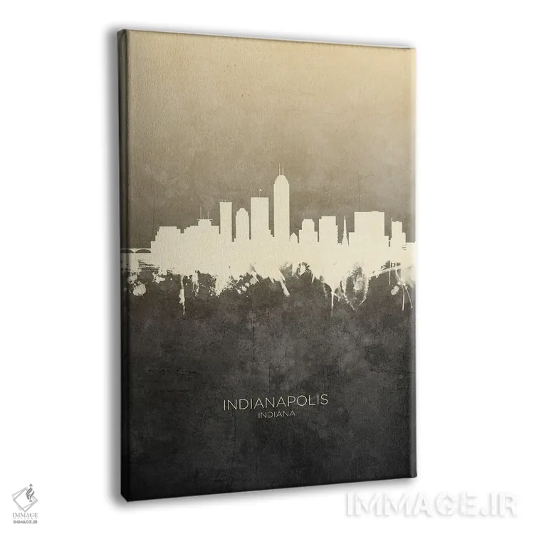 تابلو دکوراتیو خط افق ایندیاناپولیس ایندیانا با رنگ تاپ اثر مایکل تامپست - نمای پرسپکتیو محصول