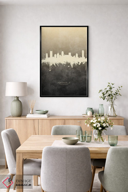 تابلو دکوراتیو خط افق نشویل تنسی با رنگ تاپ اثر مایکل تامپست - D4B