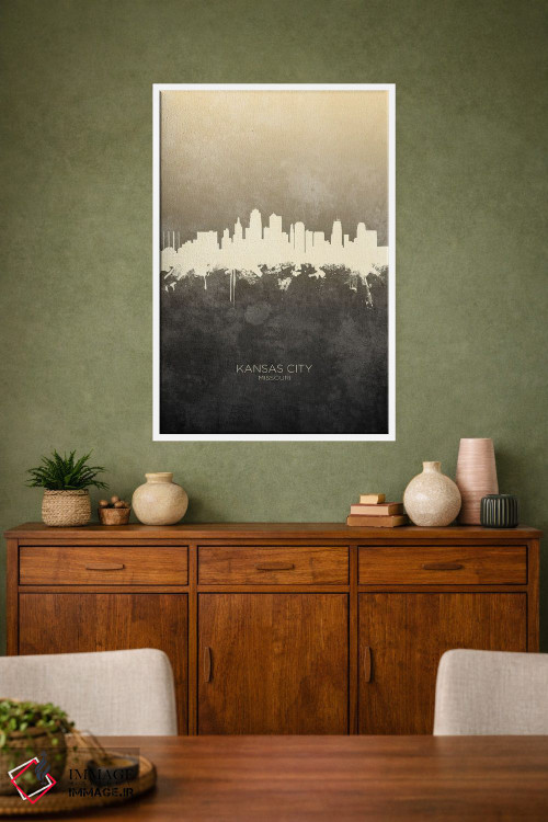 تابلو دکوراتیو خط افق کانزاس سیتی میزوری با رنگ تاپ اثر مایکل تامپست - D1W