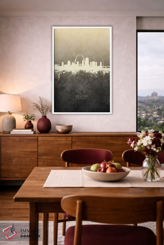 تابلو دکوراتیو خط افق سنت لوئیس میزوری با رنگ تاپ اثر مایکل تامپست - D4W