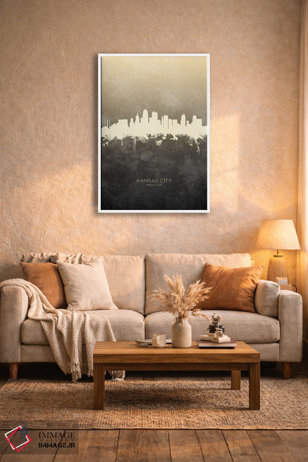 تابلو دکوراتیو خط افق کانزاس سیتی میزوری با رنگ تاپ اثر مایکل تامپست - D3W