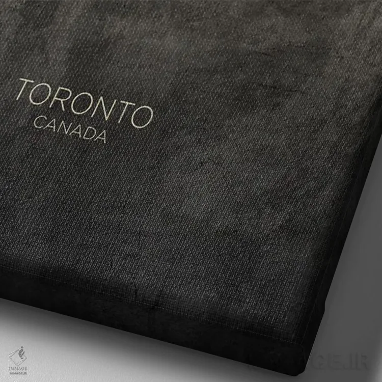 تابلو دکوراتیو خط افق تورنتو کانادا با رنگ تاپ اثر مایکل تامپست - نمای نزدیک بافت بوم