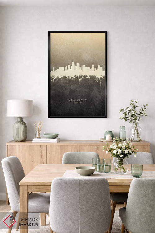 تابلو دکوراتیو خط افق کانزاس سیتی میزوری با رنگ تاپ اثر مایکل تامپست - D6B