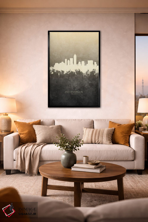 تابلو دکوراتیو خط افق ایندیاناپولیس ایندیانا با رنگ تاپ اثر مایکل تامپست - D1B