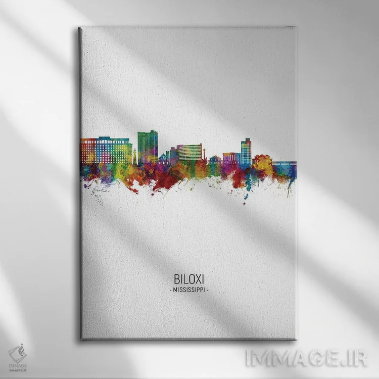 تابلو دکوراتیو نمای پرتره خط افق بیلاکسی می سی سی پی اثر مایکل تامپست - نمای روبهرو روی دیوار