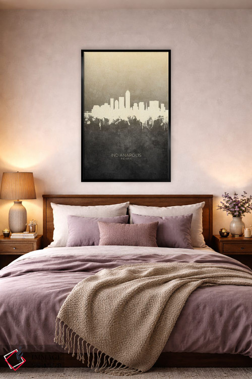 تابلو دکوراتیو خط افق ایندیاناپولیس ایندیانا با رنگ تاپ اثر مایکل تامپست - D2B