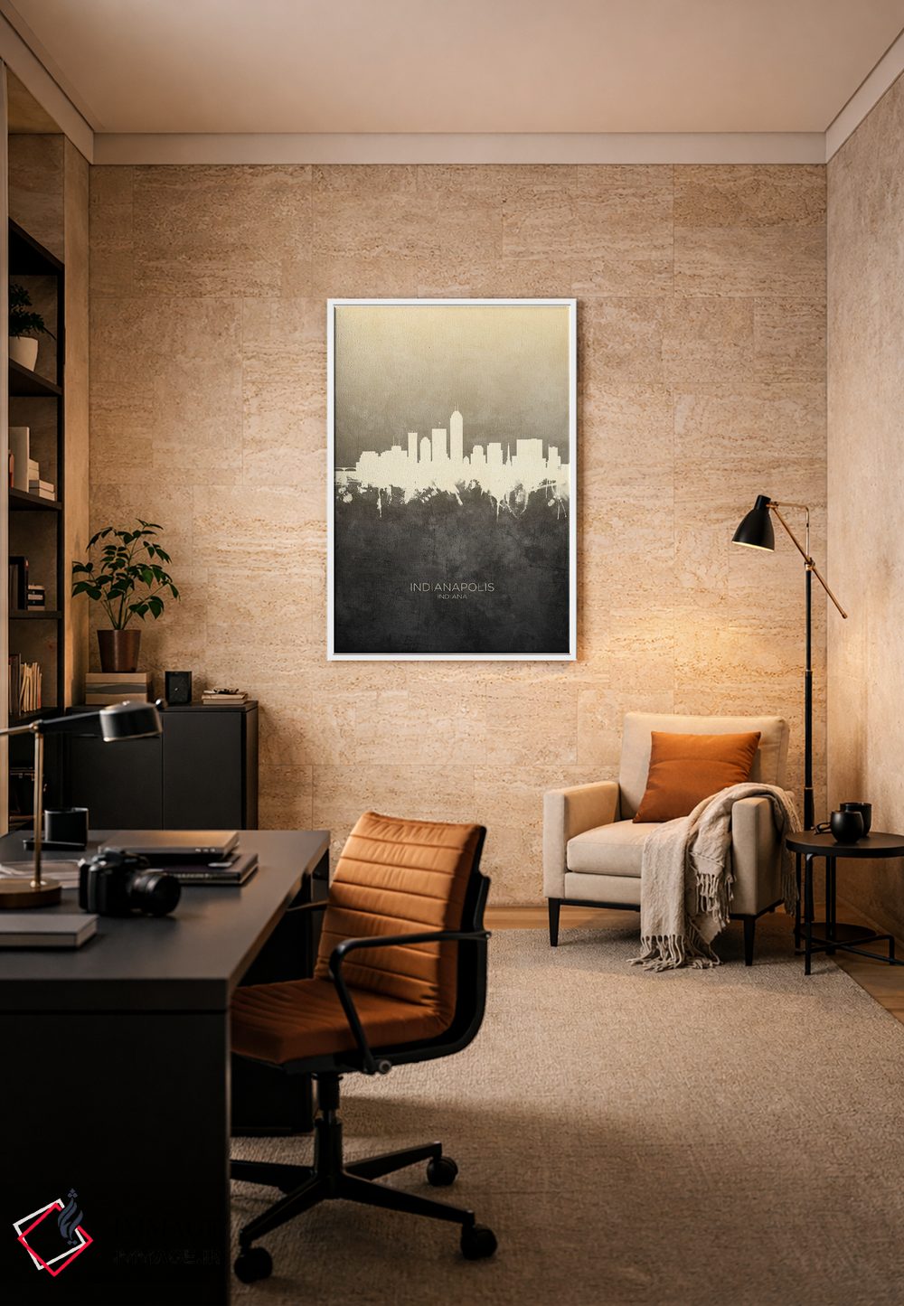 تابلو دکوراتیو خط افق ایندیاناپولیس ایندیانا با رنگ تاپ اثر مایکل تامپست - D4W