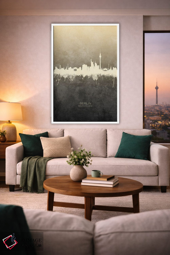 تابلو دکوراتیو خط افق برلین آلمان با رنگ تاپ اثر مایکل تامپست - D1W