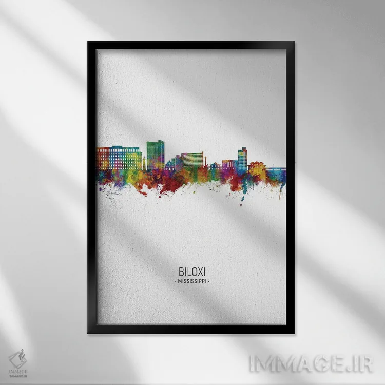 تابلو دکوراتیو نمای پرتره خط افق بیلاکسی می سی سی پی اثر مایکل تامپست - نمای قابدار مشکی