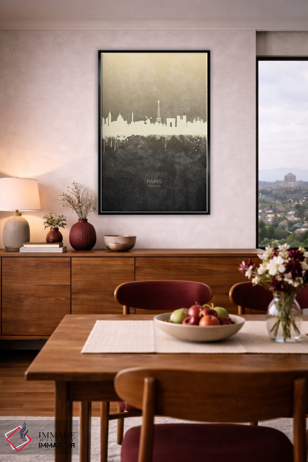 تابلو دکوراتیو خط افق پاریس فرانسه با رنگ تاپ اثر مایکل تامپست - D3B