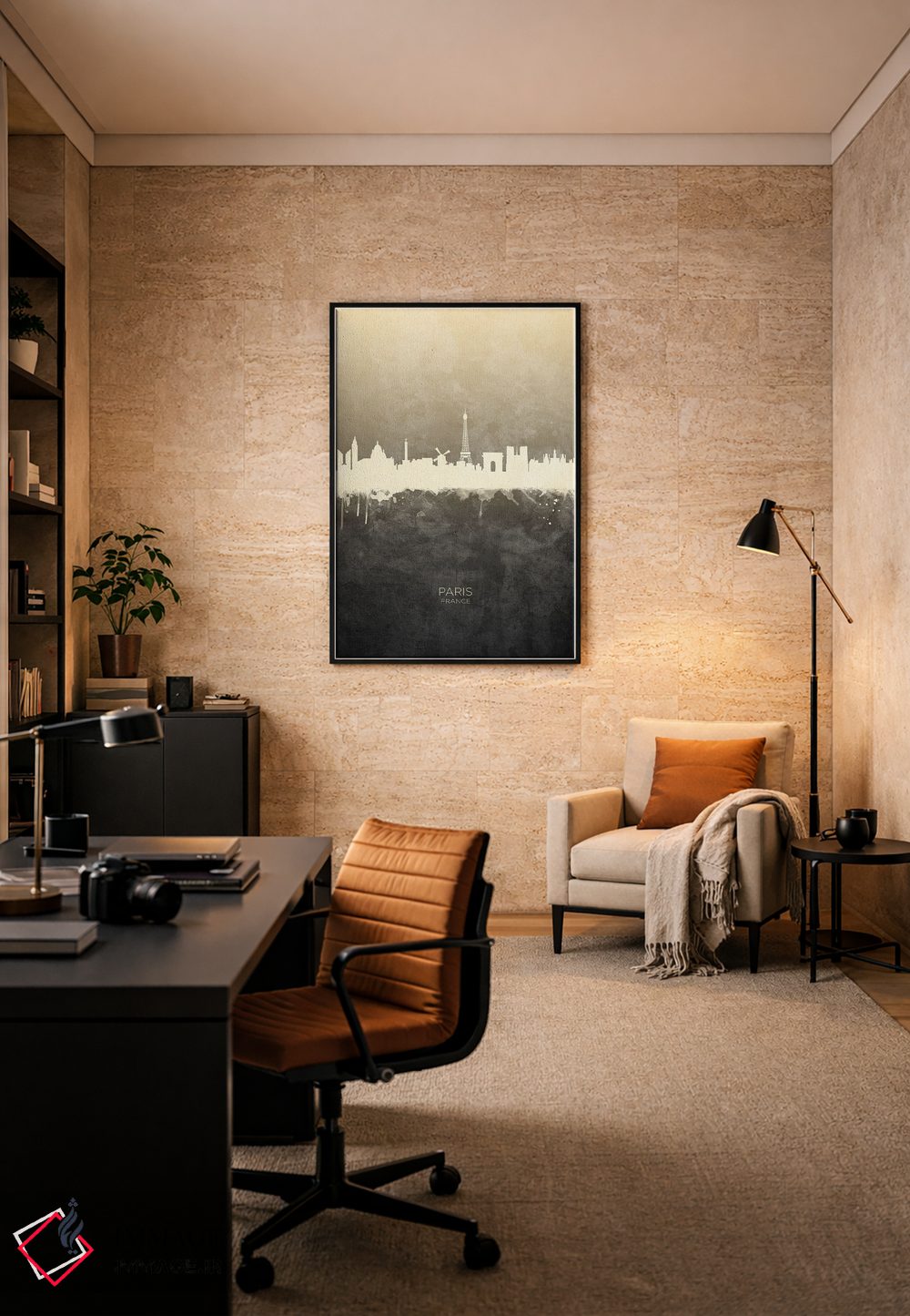 تابلو دکوراتیو خط افق پاریس فرانسه با رنگ تاپ اثر مایکل تامپست - D6B