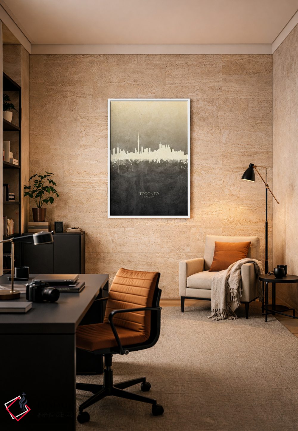 تابلو دکوراتیو خط افق تورنتو کانادا با رنگ تاپ اثر مایکل تامپست - D6W