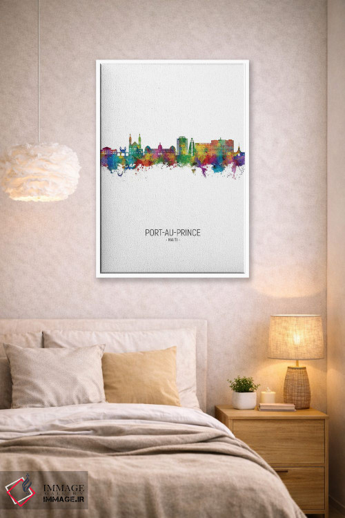 تابلو دکوراتیو نمای پرتره خط افق پورت-او-پرنس هائیتی اثر مایکل تامپست - D1W
