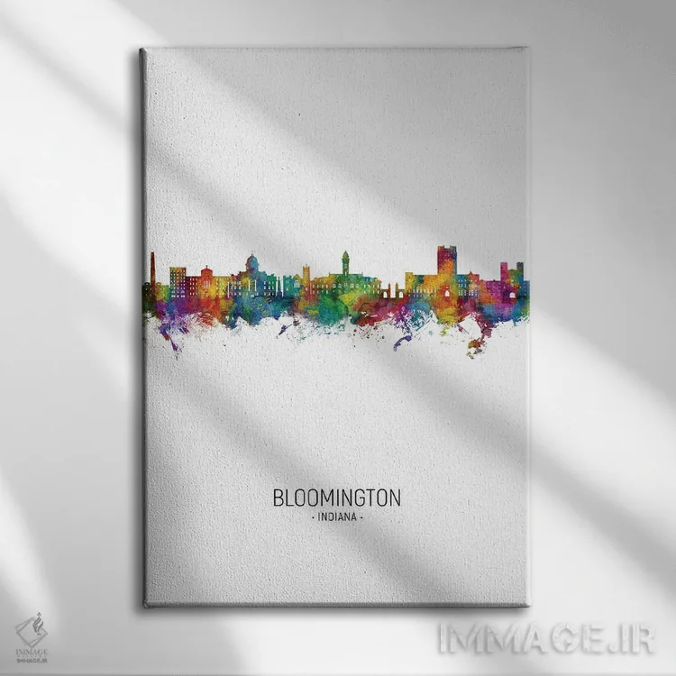 تابلو دکوراتیو نمای پرتره خط افق بلومینگتون ایندیانا اثر مایکل تامپست - نمای روبهرو روی دیوار