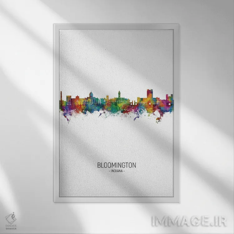 تابلو دکوراتیو نمای پرتره خط افق بلومینگتون ایندیانا اثر مایکل تامپست - نمای قابدار سفید