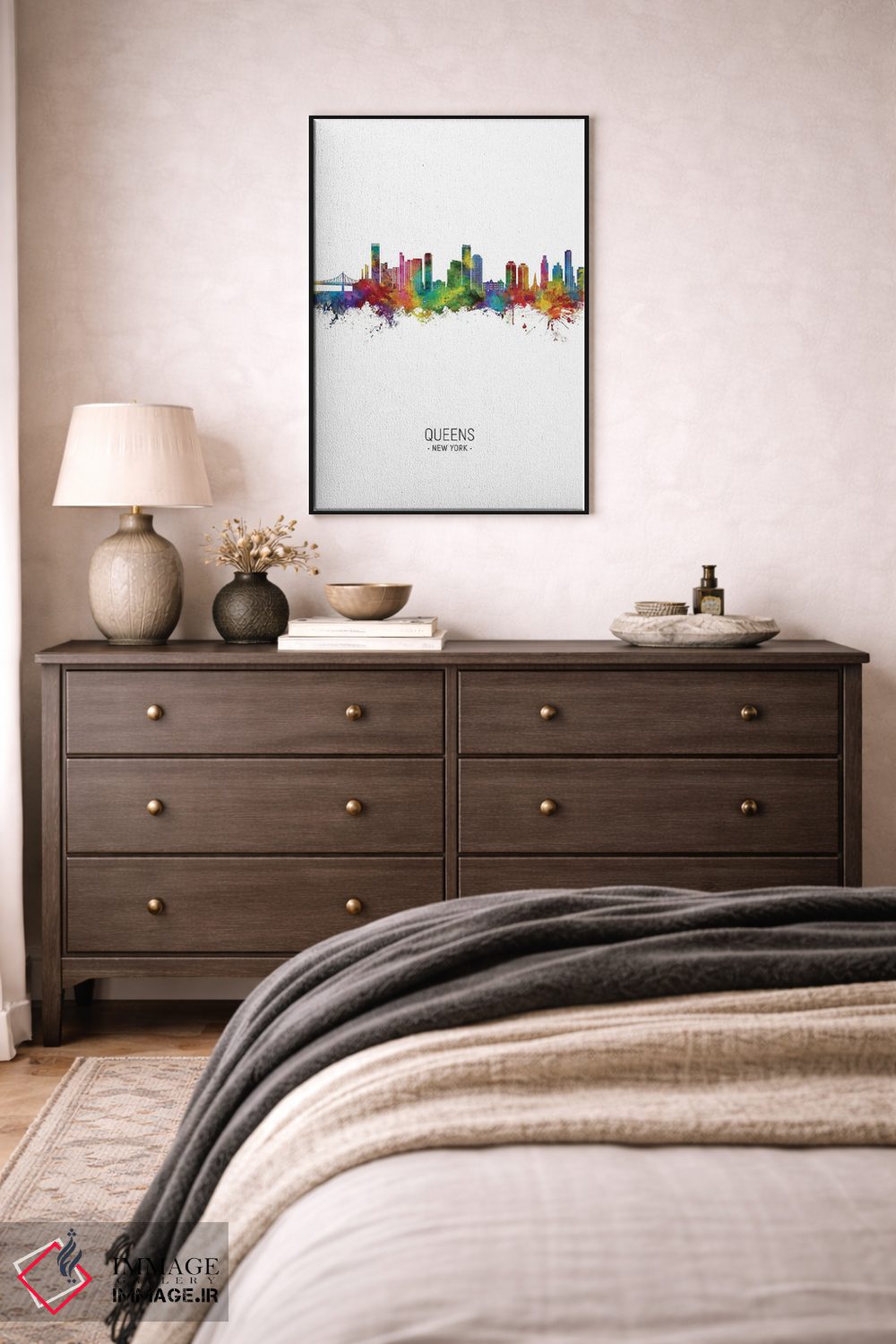 تابلو دکوراتیو نمای پرتره خط افق کویینز نیویورک اثر مایکل تامپست - D5B
