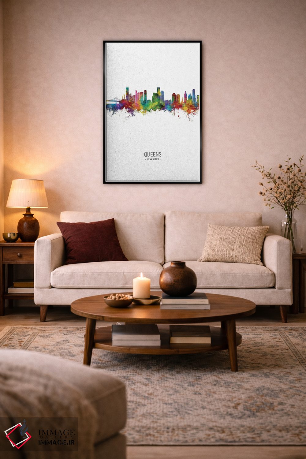تابلو دکوراتیو نمای پرتره خط افق کویینز نیویورک اثر مایکل تامپست - D6B