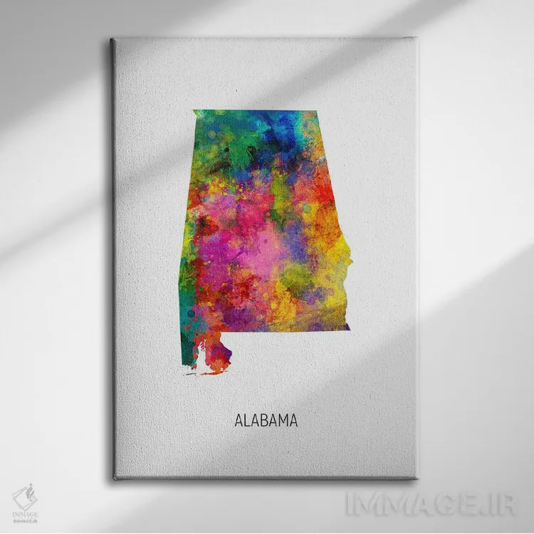 تابلو دکوراتیو نقشه آلاباما اثر مایکل تامپست - نمای روبهرو روی دیوار
