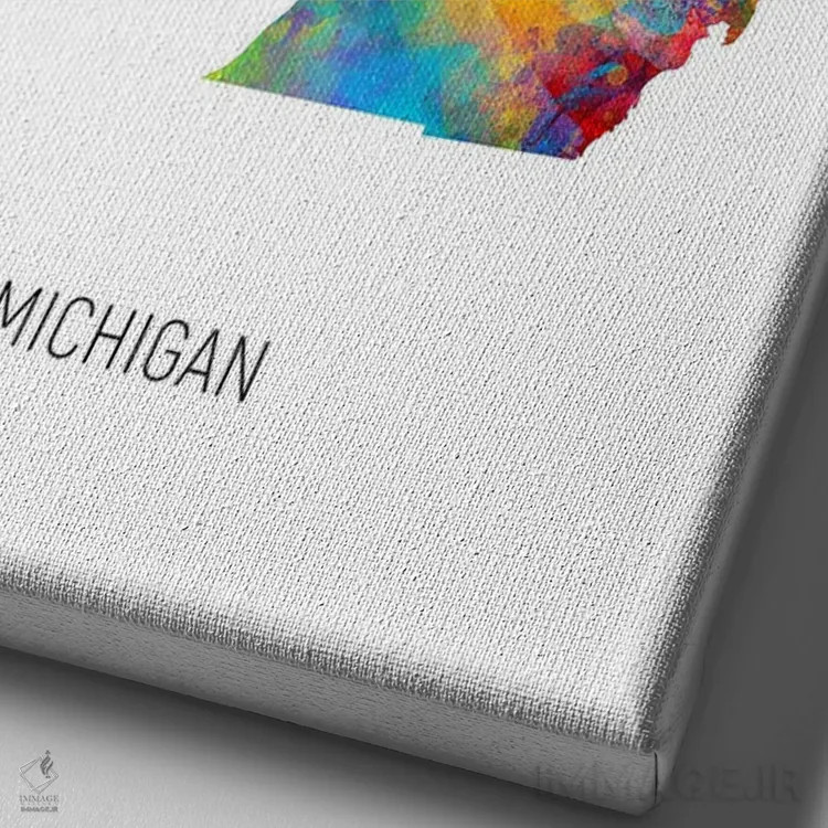 تابلو دکوراتیو نقشه میشیگان اثر مایکل تامپست - نمای نزدیک بافت بوم