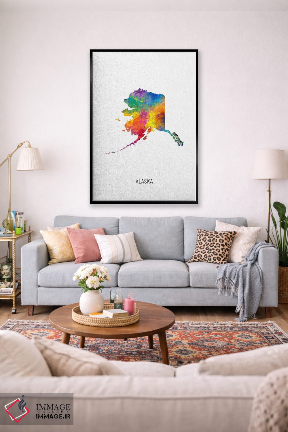 تابلو دکوراتیو نقشه آلاسکا اثر مایکل تامپست - D1B