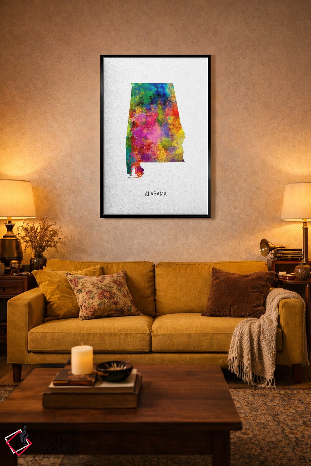 تابلو دکوراتیو نقشه آلاباما اثر مایکل تامپست - D5B