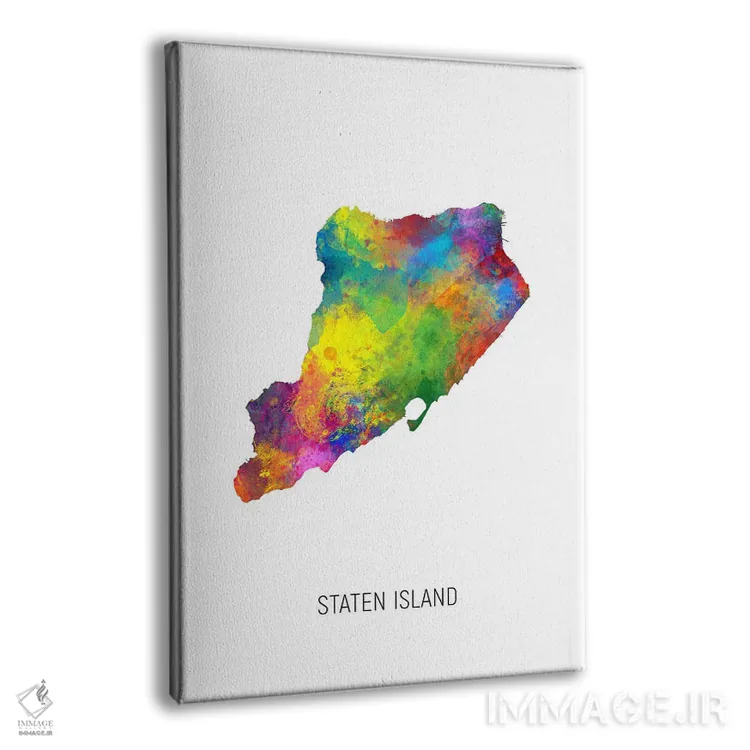 تابلو دکوراتیو نقشه استتن آیلند اثر مایکل تامپست - نمای پرسپکتیو محصول