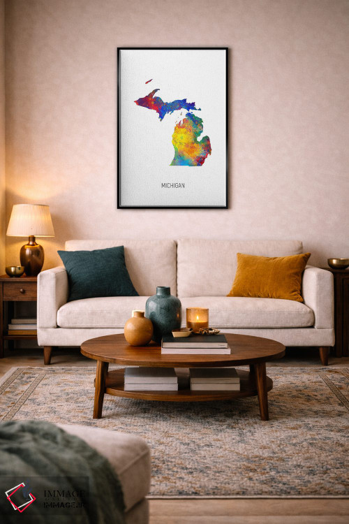 تابلو دکوراتیو نقشه میشیگان اثر مایکل تامپست - D3B