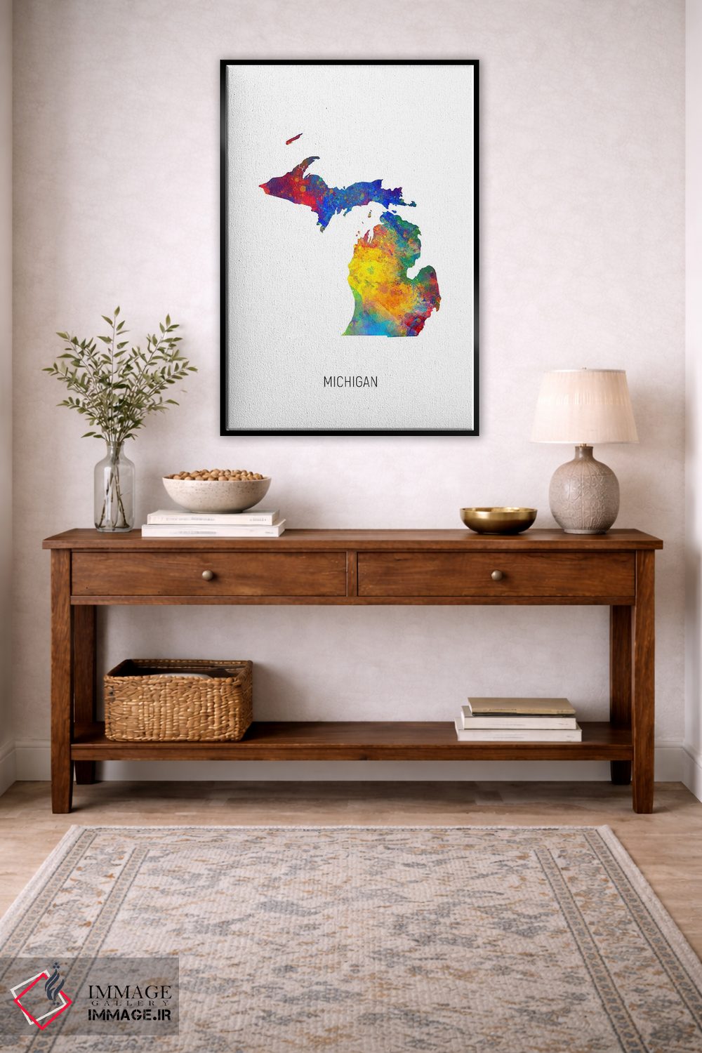 تابلو دکوراتیو نقشه میشیگان اثر مایکل تامپست - D2B