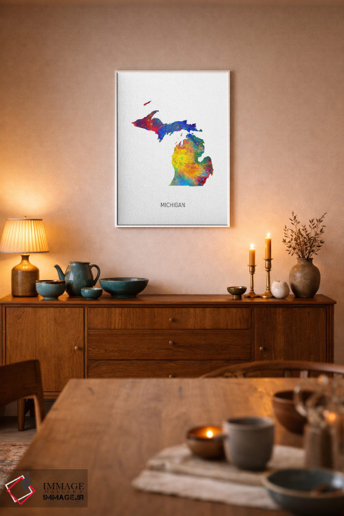 تابلو دکوراتیو نقشه میشیگان اثر مایکل تامپست - D5W