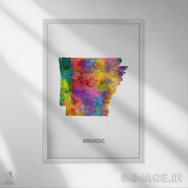 تابلو دکوراتیو نقشه آرکانزاس اثر مایکل تامپست - نمای قابدار سفید