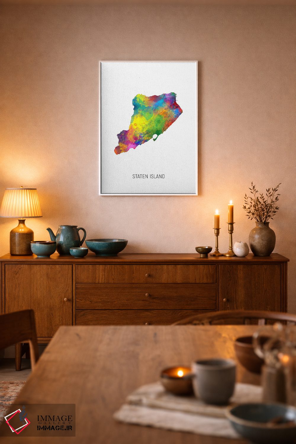 تابلو دکوراتیو نقشه استتن آیلند اثر مایکل تامپست - D6W