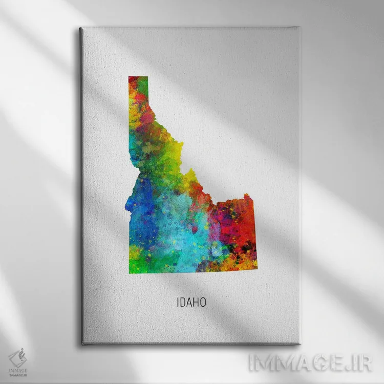 تابلو دکوراتیو نقشه آیداهو اثر مایکل تامپست - نمای روبهرو روی دیوار