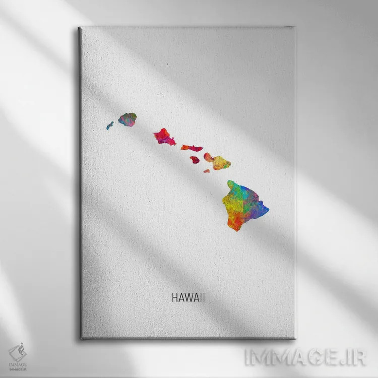 تابلو دکوراتیو نقشه هاوایی اثر مایکل تامپست - نمای روبهرو روی دیوار