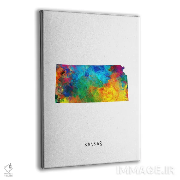 تابلو دکوراتیو نقشه کانزاس اثر مایکل تامپست - نمای پرسپکتیو محصول