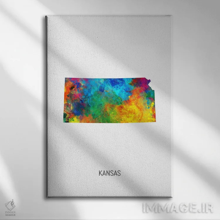 تابلو دکوراتیو نقشه کانزاس اثر مایکل تامپست - نمای روبهرو روی دیوار