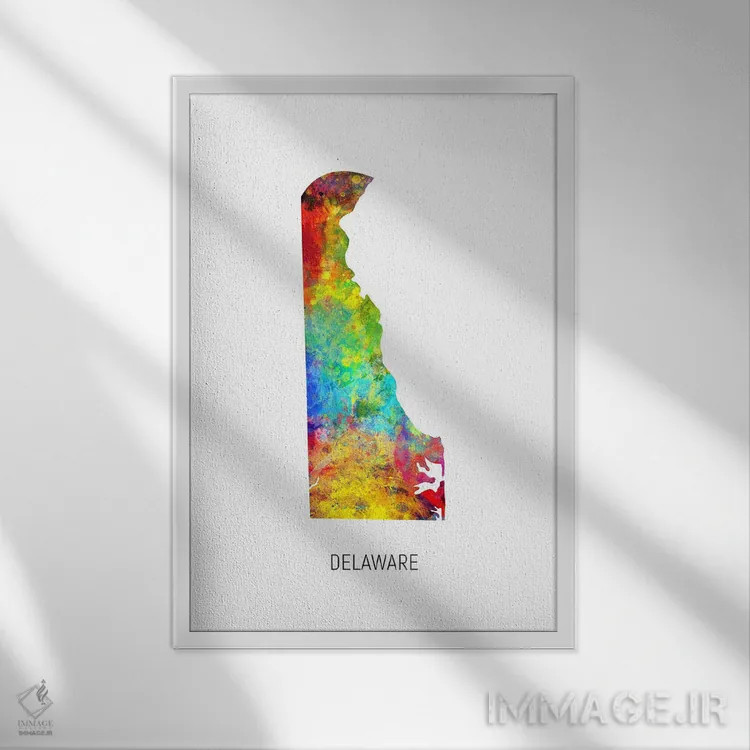 تابلو دکوراتیو نقشه دلاور اثر مایکل تامپست - نمای قابدار سفید