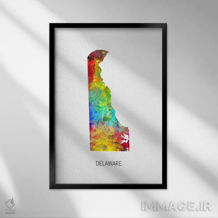 تابلو دکوراتیو نقشه دلاور اثر مایکل تامپست - نمای قابدار مشکی