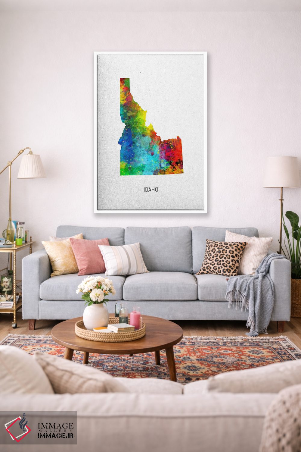 تابلو دکوراتیو نقشه آیداهو اثر مایکل تامپست - D1W