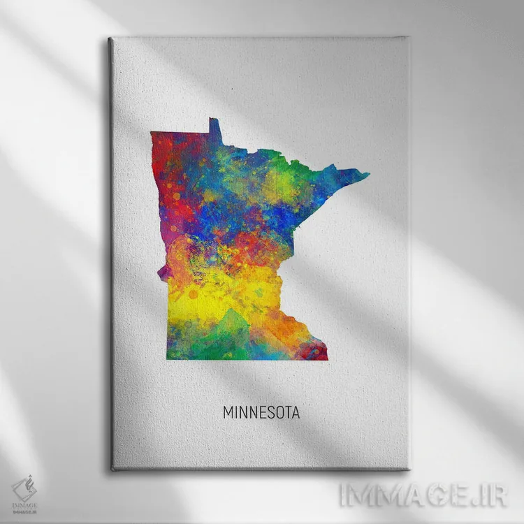 تابلو دکوراتیو نقشه مینه سوتا اثر مایکل تامپست - نمای روبهرو روی دیوار