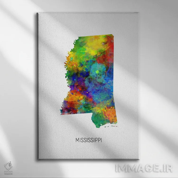 تابلو دکوراتیو نقشه میسی سی پی اثر مایکل تامپست - نمای روبهرو روی دیوار