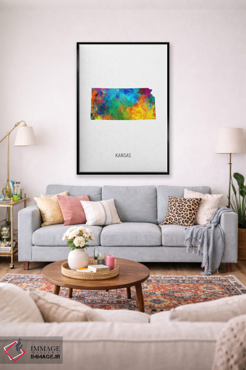 تابلو دکوراتیو نقشه کانزاس اثر مایکل تامپست - D1B