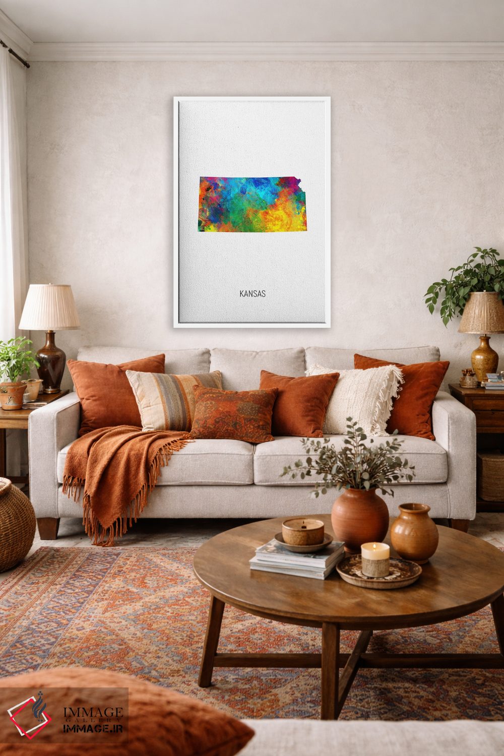 تابلو دکوراتیو نقشه کانزاس اثر مایکل تامپست - D2W