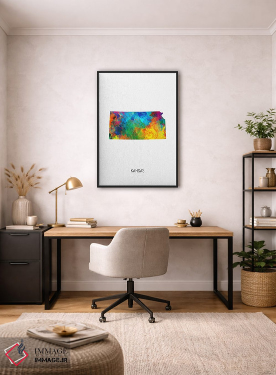 تابلو دکوراتیو نقشه کانزاس اثر مایکل تامپست - D3B