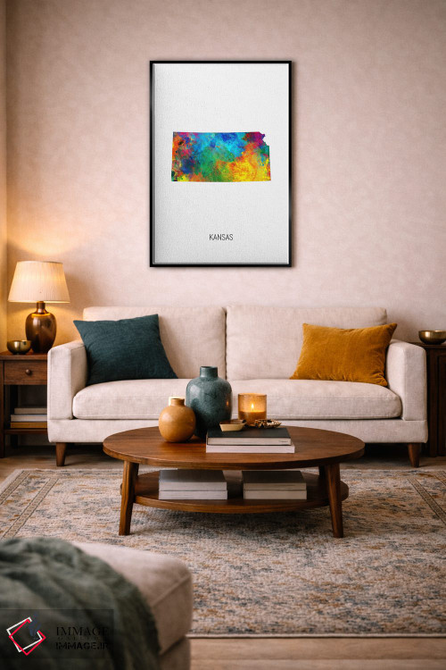 تابلو دکوراتیو نقشه کانزاس اثر مایکل تامپست - D4B
