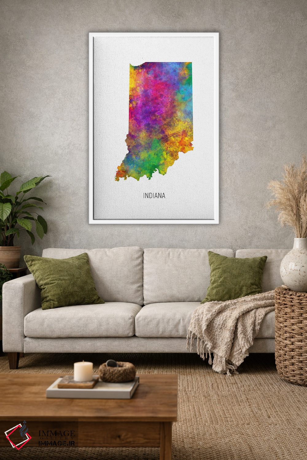 تابلو دکوراتیو نقشه ایندیانا اثر مایکل تامپست - D1W