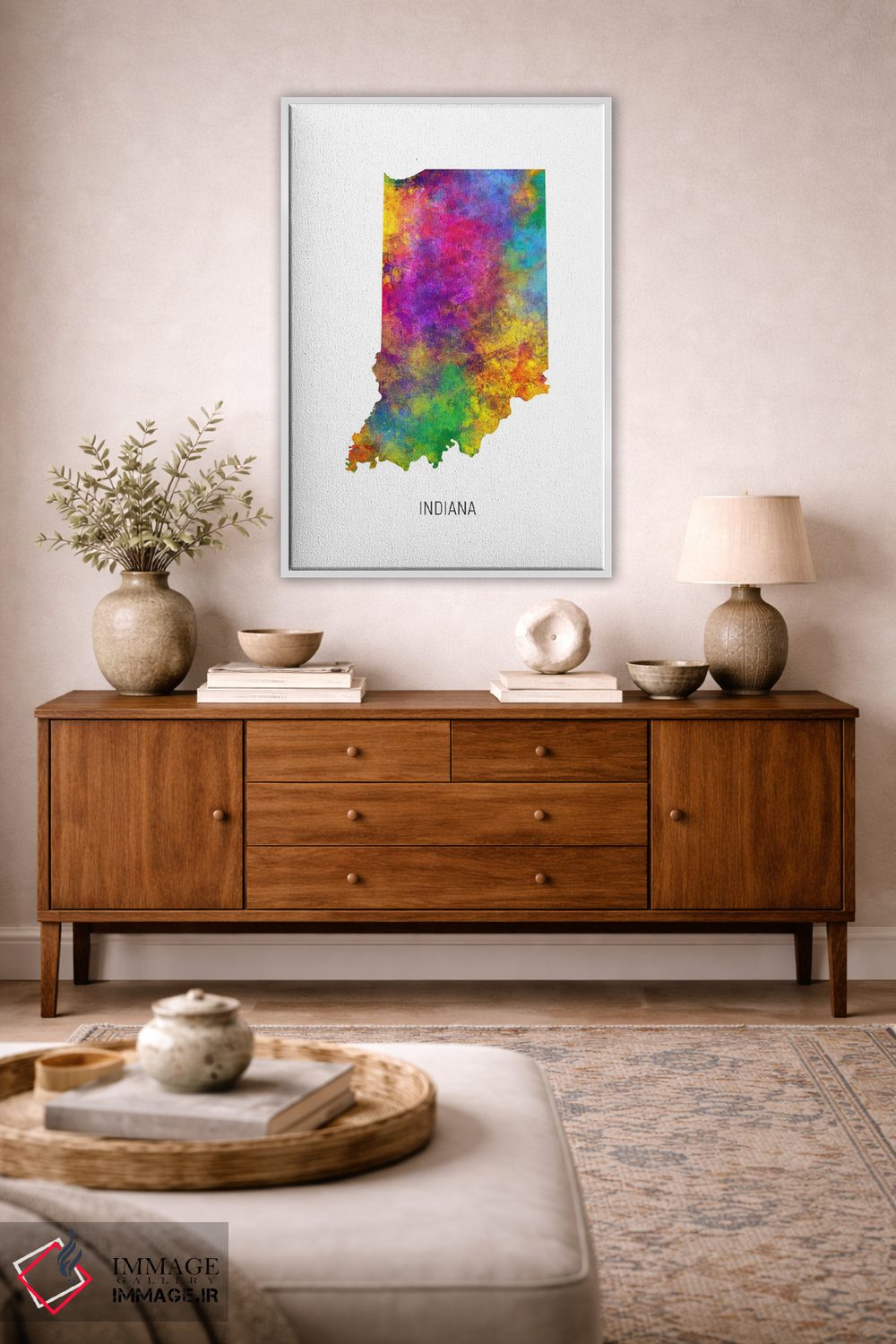 تابلو دکوراتیو نقشه ایندیانا اثر مایکل تامپست - D3W