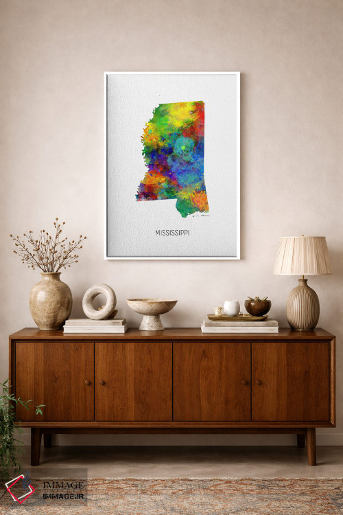 تابلو دکوراتیو نقشه میسی سی پی اثر مایکل تامپست - D1W