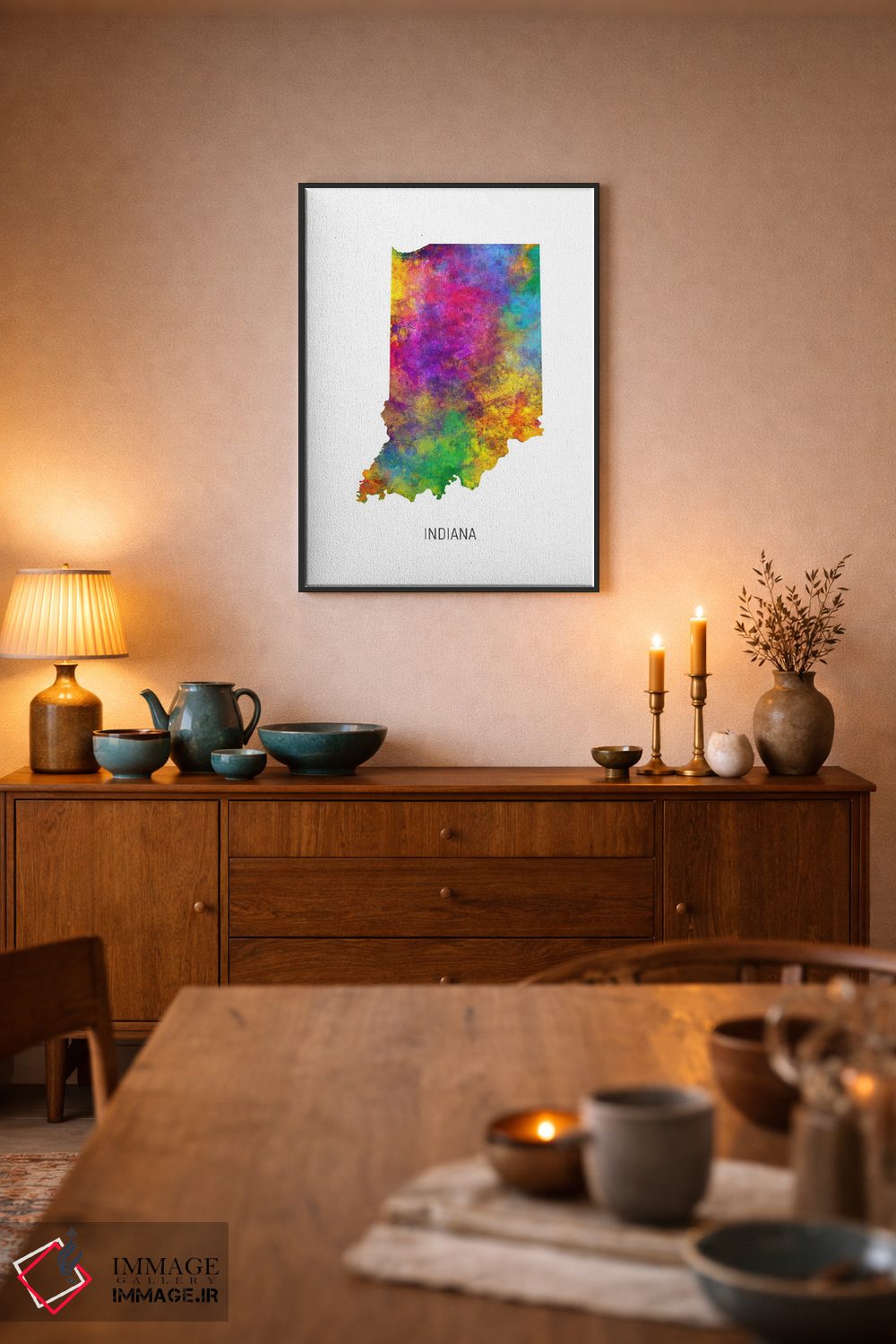 تابلو دکوراتیو نقشه ایندیانا اثر مایکل تامپست - D6B